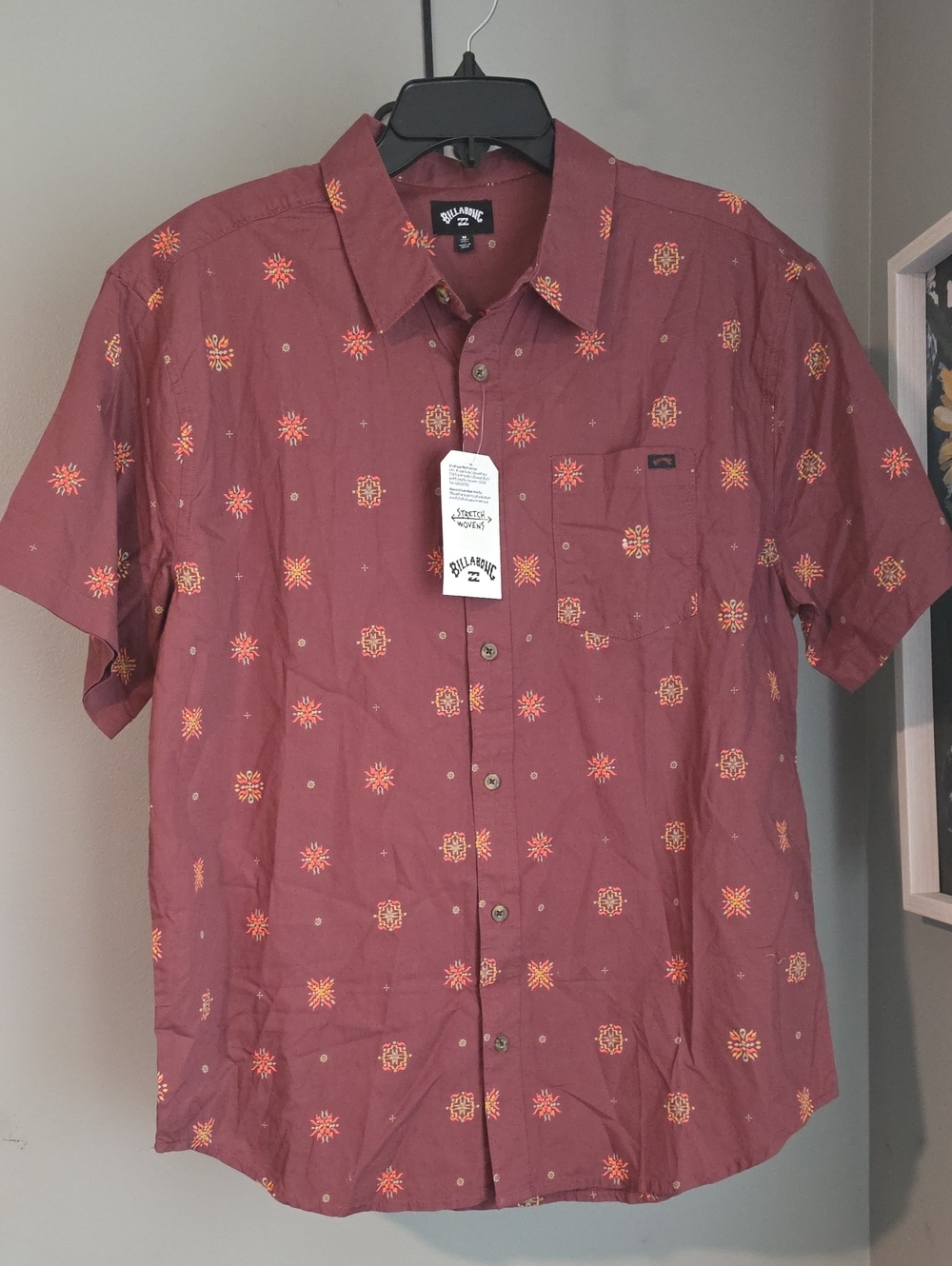 Billabong Men’s Cotton Short-Sleeve Button-Down Shirt NWT Size M